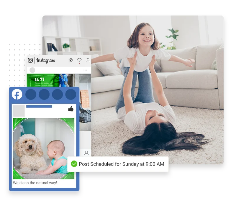 Carpet cleaning social media management example from Marketing 360's carpet cleaning marketing page