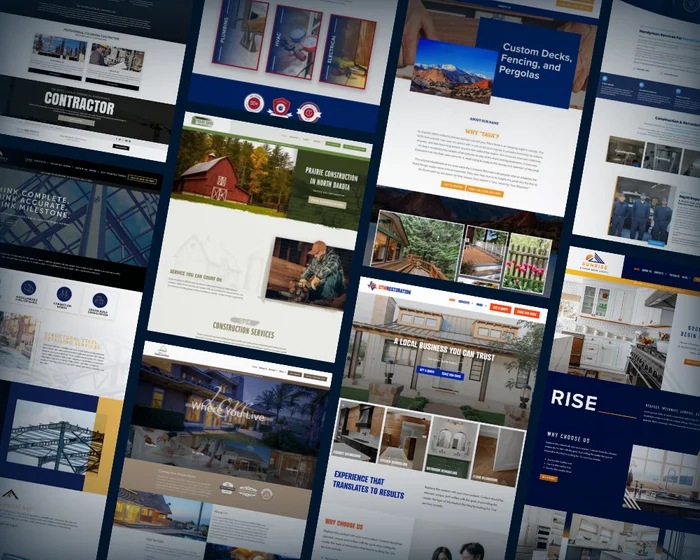 Examples of custom contractor websites designed by Marketing 360, the same website platform used for remodeling companies