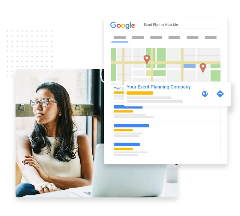 Event planner SEO and content marketing example from Marketing 360's event planner marketing page