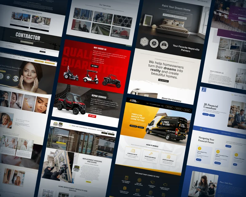Multi-location website examples from Marketing 360's franchise and multi-location marketing page, showing a shared brand with location-specific pages
