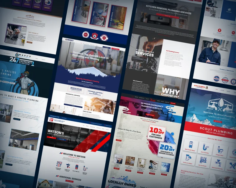 Example of a custom plumbing company website designed by Marketing 360 with service pages for emergency and routine plumbing jobs